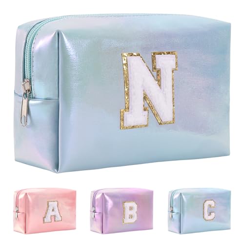 Anntry A-Z personalisierter Anfangsbuchstaben-Make-up-Taschen-Organizer,wasserdichte Kosmetiktasche aus PU-Leder, tragbare Reise-Kulturtasche, Mädchen, Frauen,Freundin, Mutter von Anntry
