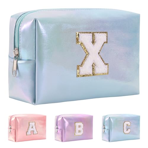 Anntry A-Z personalisierter Anfangsbuchstaben-Make-up-Taschen-Organizer,wasserdichte Kosmetiktasche aus PU-Leder, tragbare Reise-Kulturtasche, Mädchen, Frauen,Freundin, Mutter von Anntry