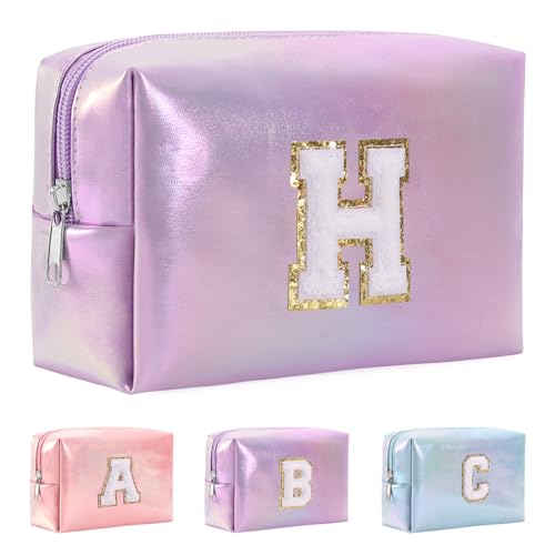 Anntry A-Z personalisierter Anfangsbuchstaben-Make-up-Taschen-Organizer,wasserdichte Kosmetiktasche aus PU-Leder, tragbare Reise-Kulturtasche, Mädchen, Frauen,Freundin, Mutter von Anntry