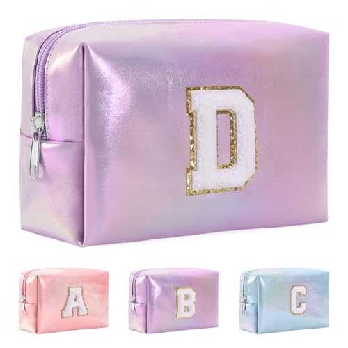 Anntry A-Z personalisierter Anfangsbuchstaben-Make-up-Taschen-Organizer,wasserdichte Kosmetiktasche aus PU-Leder, tragbare Reise-Kulturtasche, Mädchen, Frauen,Freundin, Mutter von Anntry