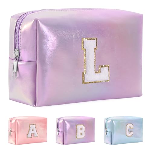 Anntry A-Z personalisierter Anfangsbuchstaben-Make-up-Taschen-Organizer,wasserdichte Kosmetiktasche aus PU-Leder, tragbare Reise-Kulturtasche, Mädchen, Frauen,Freundin, Mutter von Anntry