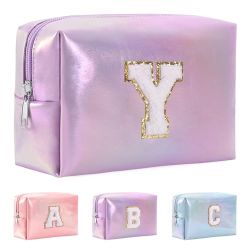 Anntry A-Z personalisierter Anfangsbuchstaben-Make-up-Taschen-Organizer,wasserdichte Kosmetiktasche aus PU-Leder, tragbare Reise-Kulturtasche, Mädchen, Frauen,Freundin, Mutter von Anntry