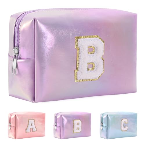 Anntry A-Z personalisierter Anfangsbuchstaben-Make-up-Taschen-Organizer,wasserdichte Kosmetiktasche aus PU-Leder, tragbare Reise-Kulturtasche, Mädchen, Frauen,Freundin, Mutter von Anntry