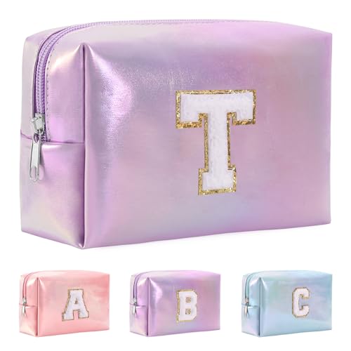 Anntry A-Z personalisierter Anfangsbuchstaben-Make-up-Taschen-Organizer,wasserdichte Kosmetiktasche aus PU-Leder, tragbare Reise-Kulturtasche, Mädchen, Frauen,Freundin, Mutter von Anntry