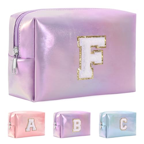 Anntry A-Z personalisierter Anfangsbuchstaben-Make-up-Taschen-Organizer,wasserdichte Kosmetiktasche aus PU-Leder, tragbare Reise-Kulturtasche, Mädchen, Frauen,Freundin, Mutter von Anntry