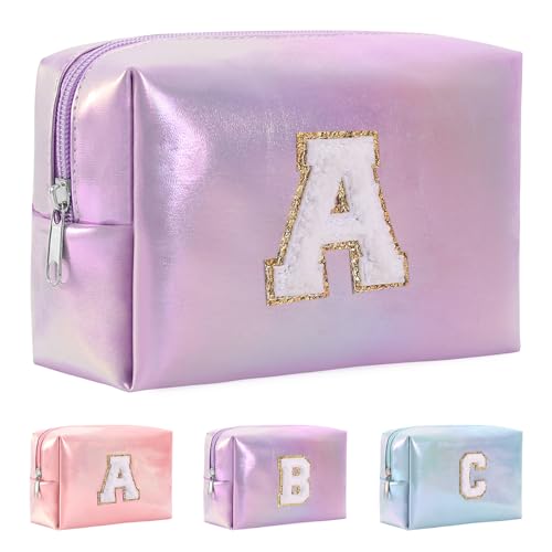 Anntry A-Z personalisierter Anfangsbuchstaben-Make-up-Taschen-Organizer,wasserdichte Kosmetiktasche aus PU-Leder, tragbare Reise-Kulturtasche, Mädchen, Frauen,Freundin, Mutter von Anntry