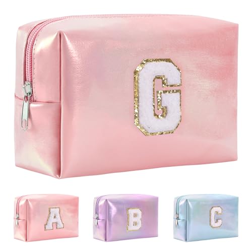 Anntry A-Z personalisierter Anfangsbuchstaben-Make-up-Taschen-Organizer,wasserdichte Kosmetiktasche aus PU-Leder, tragbare Reise-Kulturtasche, Mädchen, Frauen,Freundin, Mutter von Anntry