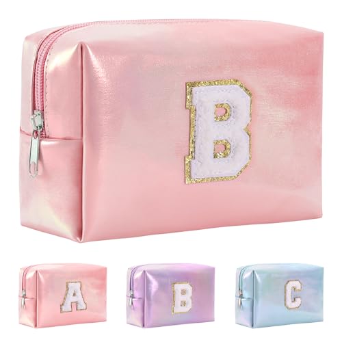 Anntry A-Z personalisierter Anfangsbuchstaben-Make-up-Taschen-Organizer,wasserdichte Kosmetiktasche aus PU-Leder, tragbare Reise-Kulturtasche, Mädchen, Frauen,Freundin, Mutter von Anntry