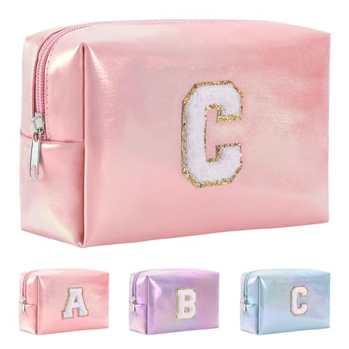 Anntry A-Z personalisierter Anfangsbuchstaben-Make-up-Taschen-Organizer,wasserdichte Kosmetiktasche aus PU-Leder, tragbare Reise-Kulturtasche, Mädchen, Frauen,Freundin, Mutter von Anntry