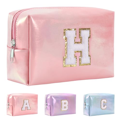 Anntry A-Z personalisierter Anfangsbuchstaben-Make-up-Taschen-Organizer,wasserdichte Kosmetiktasche aus PU-Leder, tragbare Reise-Kulturtasche, Mädchen, Frauen,Freundin, Mutter von Anntry