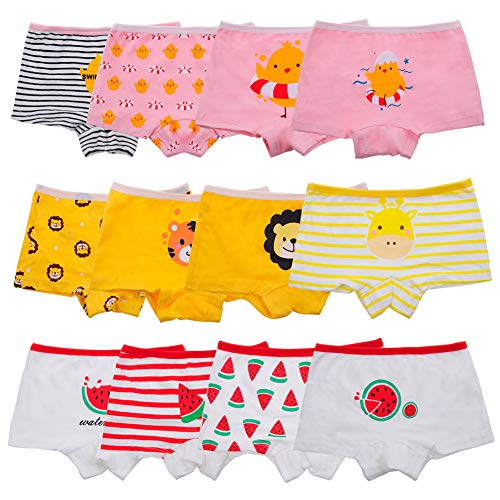 Anntry Kinder-Unterwäschen Baumwollene Boyshort Höschen für Kleine Mädchen Unterhosen (Packung mit 12 Stücken) (2-4 Jahre, Farben-4) von Anntry