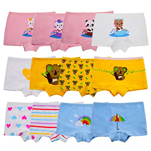 Anntry Kinder-Unterwäschen Baumwollene Boyshort Höschen für Kleine Mädchen Unterhosen (Packung mit 12 Stücken) (8-10 Jahre, Farben-2) von Anntry