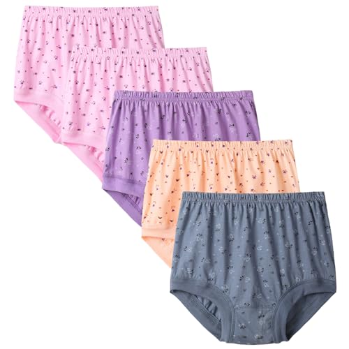 Anntry Damen Komfort Baumwolle Unterwäsche 5er Stück Slip mit hoher Taille Damen Stretch-Höschen Unterhose von Anntry