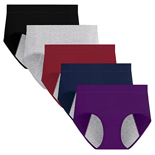 Anntry Damen Periodenhose Mittelhohe Taille nach der Geburt Unterwäsche Auslaufsichere Menstruations-Baumwollhöschen 5er-Pack (Muss mit Tampons verwenden) von Anntry