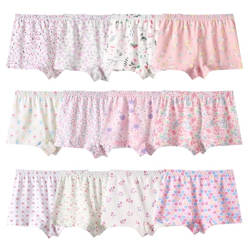 Anntry Kinder-Unterwäschen Baumwollene Boyshort Höschen für Kleine Mädchen Unterhosen (Packung mit 12 Stücken) von Anntry