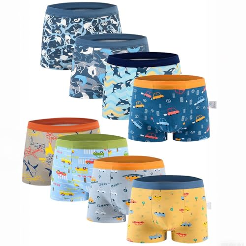 Anntry Kinder Weiche Baumwollene Unterwäschen Kleinkind 8 Pack Kleine Jungen Sortiert Boxer Shorts Slips 2-12 Jahre von Anntry