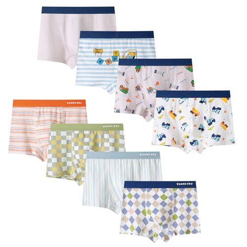 Anntry Kinder Weiche Baumwollene Unterwäschen Kleinkind 8 Pack Kleine Jungen Sortiert Boxer Shorts Slips 2-12 Jahre von Anntry
