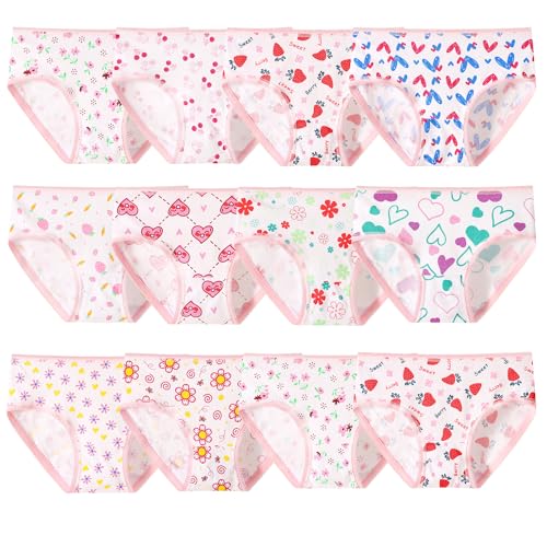 Anntry Kinder Zufällige 12er Stück Slips Weiche Bequeme Unterhosen Unterwäsche Kleine Mädchen Baumwollhöschen 2-12 Jahre von Anntry