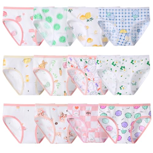 Anntry Kinder Zufällige 12er Stück Slips Weiche Bequeme Unterhosen Unterwäsche Kleine Mädchen Baumwollhöschen 2-12 Jahre von Anntry