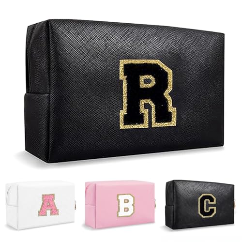 Anntry Make-up-Taschen,personalisierte Initialen-Taschen mit Reißverschluss, wasserdichte Kosmetiktasche aus PU-Leder, Geburtstagsgeschenk für Tochter, Adrette Dinge für Teenager-Mädchen (A-Z) von Anntry