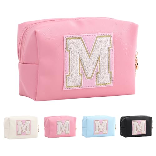 Anntry Make-up-Taschen,personalisierte Initialen-Taschen mit Reißverschluss, wasserdichte Kosmetiktasche aus PU-Leder, Geburtstagsgeschenk für Tochter, Adrette Dinge für Teenager-Mädchen (A-Z) von Anntry