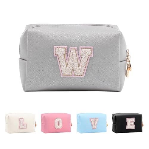 Anntry Make-up-Taschen,personalisierte Initialen-Taschen mit Reißverschluss, wasserdichte Kosmetiktasche aus PU-Leder, Geburtstagsgeschenk für Tochter, Adrette Dinge für Teenager-Mädchen (A-Z) von Anntry