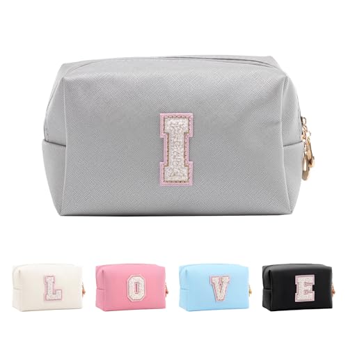Anntry Make-up-Taschen,personalisierte Initialen-Taschen mit Reißverschluss, wasserdichte Kosmetiktasche aus PU-Leder, Geburtstagsgeschenk für Tochter, Adrette Dinge für Teenager-Mädchen (A-Z) von Anntry