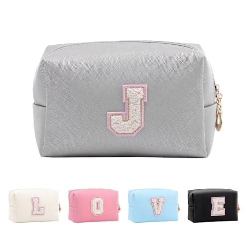 Anntry Make-up-Taschen,personalisierte Initialen-Taschen mit Reißverschluss, wasserdichte Kosmetiktasche aus PU-Leder, Geburtstagsgeschenk für Tochter, Adrette Dinge für Teenager-Mädchen (A-Z) von Anntry