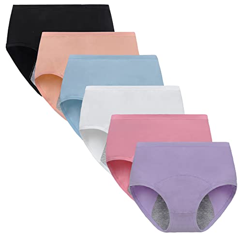 Anntry Teenager Mädchen Atmungsaktive Baumwolle Perioden Höschen Packung mit 6 Stück Menstrual Heavy Flow Damen Auslaufsichere Unterwäsche Unterhosen Anntry Teenager Mädchen Atmungsaktive Baumwolle Perioden Höschen Packung mit 6 Stück Menstrual Heavy Flow Damen Auslaufsichere Unterwäsche Unterhosen von Anntry