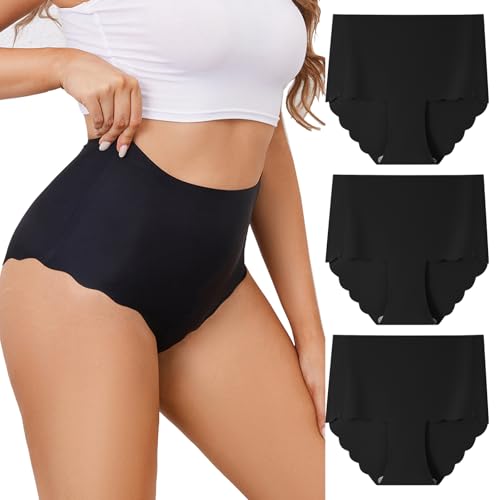Anntry Unterhosen Damen,Nahtlos Slips Unterwäsche Frauen,Hohe Taille Panties,No Show Panties,Mehrpack 3Er Pack Hipster Bequeme Ohne Abzeichnen Seamless Slips von Anntry