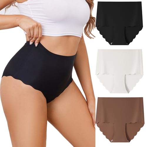 Anntry Unterhosen Damen,Nahtlos Slips Unterwäsche Frauen,Hohe Taille Panties,No Show Panties,Mehrpack 3Er Pack Hipster Bequeme Ohne Abzeichnen Seamless Slips von Anntry