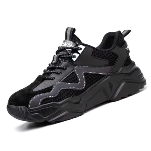 Annvia Sicherheitsschuhe Arbeitsschuhe Herren Damen Leicht Stahlkappenschuhe Sportliche Atmungsaktiv rutschfeste Schutzschuhe mit Stahlkappen Sneaker S1 Schwarz größe 35 von Annvia