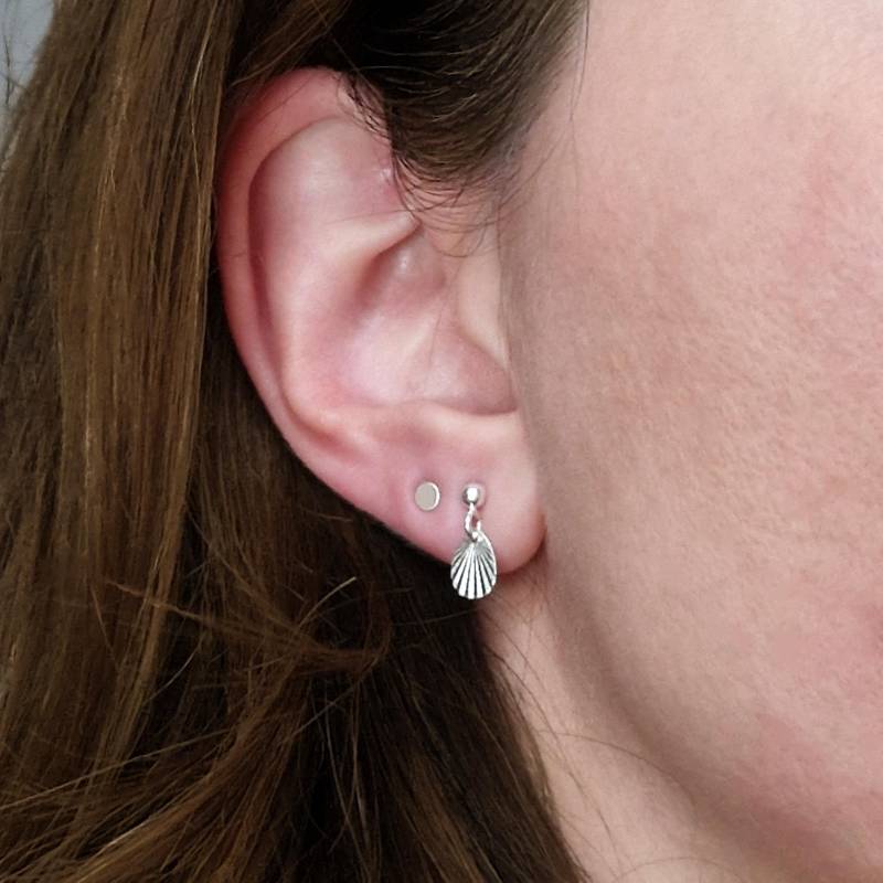 Ohrringe Hängende Plättchen Tropfenform 925 Silber Flach Strukturiert Strahlen von AnnyOnes