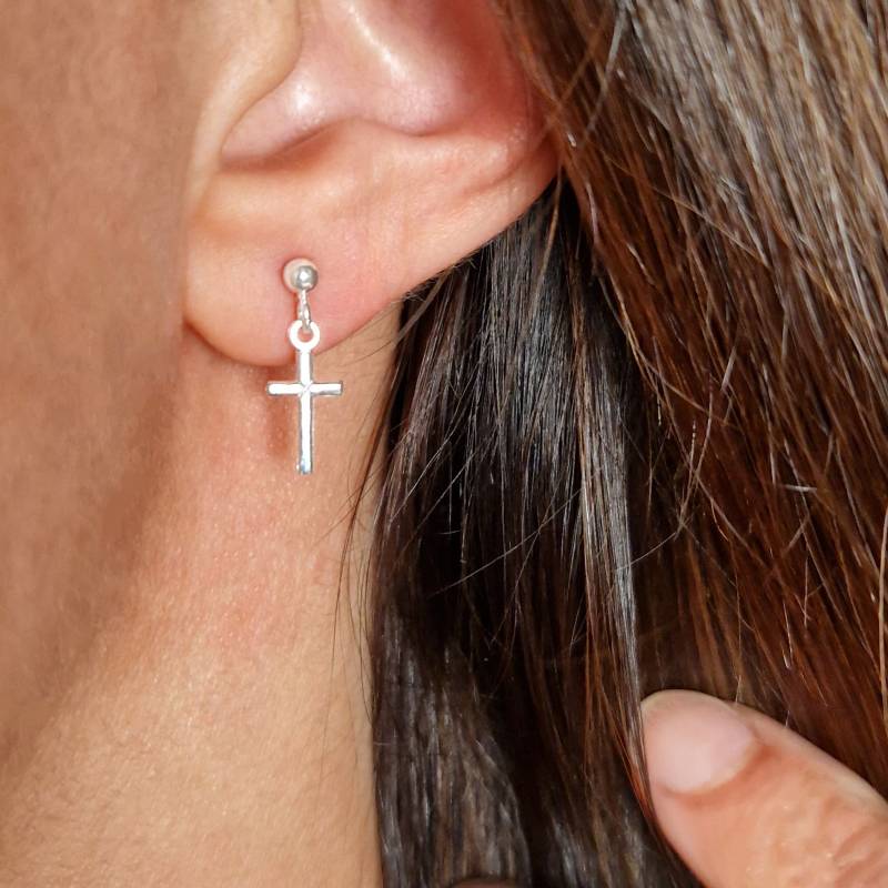 Ohrstecker Kleine Zarte Kreuze Hängend 925 Silber von AnnyOnes