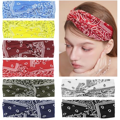 Annyswit 8 Stück Haarbänder Damen, Weiches & Elastisches Boho Haarband, Hochwertige Kopftücher für Damen, Bandana Damen Geeignet für Damen, für oga Sport Oder Als Gesichtswaschband (8 Farben) von Annyswit