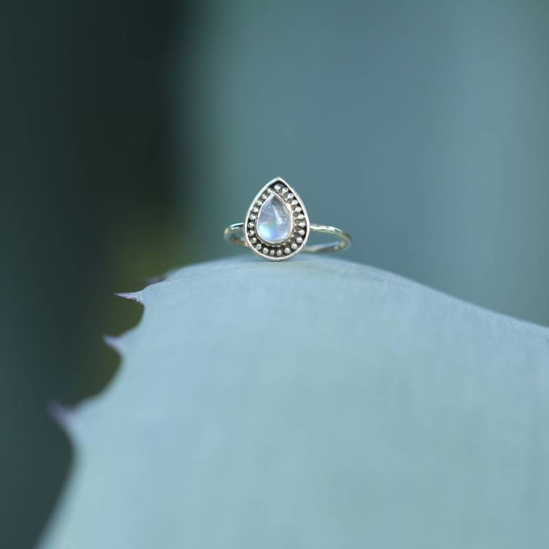 Silberner Boho-Ring Und Amethyststein, Mondstein von AnokaAccessories