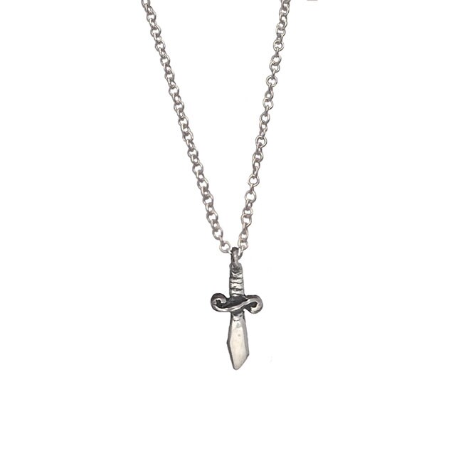 Schwert Halskette Winziger Silberschmuck Messer Gold Klein Zierlich von AnomalyJewelry