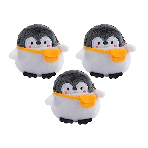 Anopo 3PCS Klein Münzbeutel Tier Niedlich Kawaii Geldbörsen für Teenager-Mädchen Mini Plüsch Geldbörsen Kosmetiktasche für Damen mit Reißverschluss Pinguin-B von Anopo