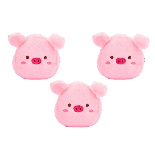 Anopo 3PCS Klein Münzbeutel Tier Niedlich Kawaii Geldbörsen für Teenager-Mädchen Mini Plüsch Geldbörsen Kosmetiktasche für Damen mit Reißverschluss Schwein von Anopo