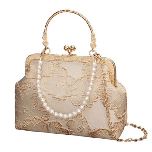 Anopo Abendtasche für Damen Bestickte Blumentasche mit abnehmbarem Perlenhenkel Vintage Handtasche Umhängetasche für Hochzeitsfeiern von Anopo