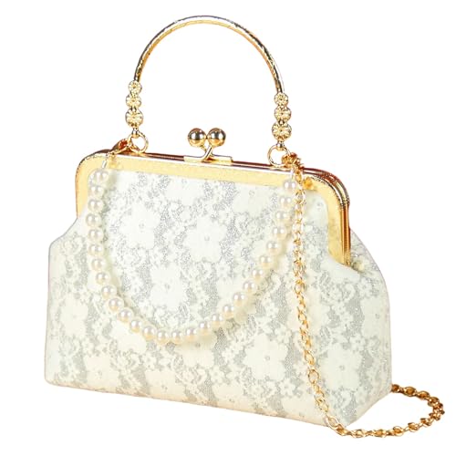 Anopo Abendtasche für Damen Bestickte Blumentasche mit abnehmbarem Perlenhenkel Vintage Handtasche Umhängetasche für Hochzeitsfeiern von Anopo