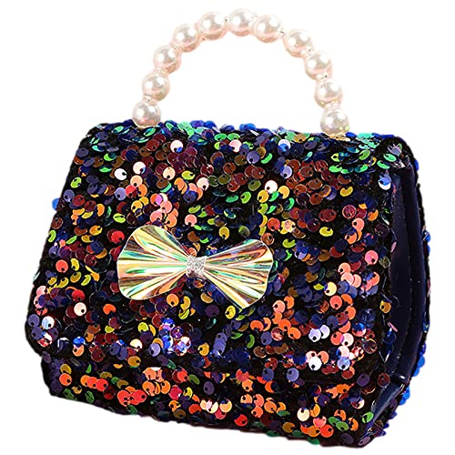 Anopo Bowknot Geldbörse für Kleine Mädchen Mikrofaser Umhängetasche Pailletten Crossbody-Tasche Glitter Wallet Perle Handtasche für Kinder Schwarz von Anopo