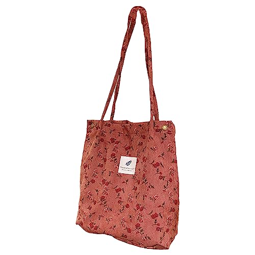 Anopo Cord Taschen Damen Groß Tote Bag mit Innertaschen Lässige Handtasche Umhängetasche Shopper Fashion Stofftasche für Alltag Büro Schulausflug Einkauf Rosa Rose von Anopo