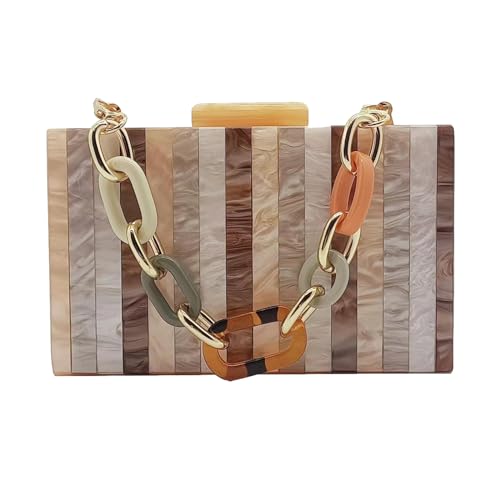 Anopo Damen Acryl Clutch Geldbörse Bunte Geometrische Marmorierung Abendtasche Handtasche Box Tasche mit Abnehmbarer Kette H Aprikose von Anopo