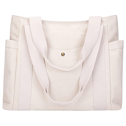 Anopo Damen Canvas Schultertasche Leinen Lässige Multifunktionstaschen Handtaschen mit großer Kapazität Cabaas Tote Bag Beige von Anopo