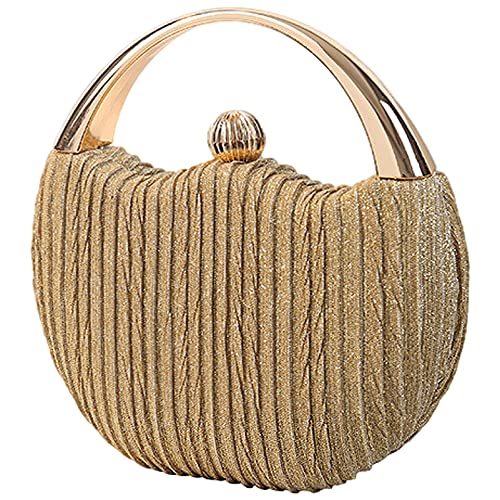 Anopo Damen Glitter Abendtasche Clutch Handtasche Elegant Umhängetasche Pailletten Schultertasche mit Kette Runde Börse Geldbörse für Hochzeit Bankett Ball Party Gold von Anopo