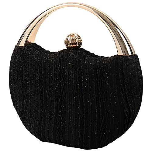 Anopo Damen Glitter Abendtasche Clutch Handtasche Elegant Umhängetasche Pailletten Schultertasche mit Kette Runde Börse Geldbörse für Hochzeit Bankett Ball Party Schwarz von Anopo