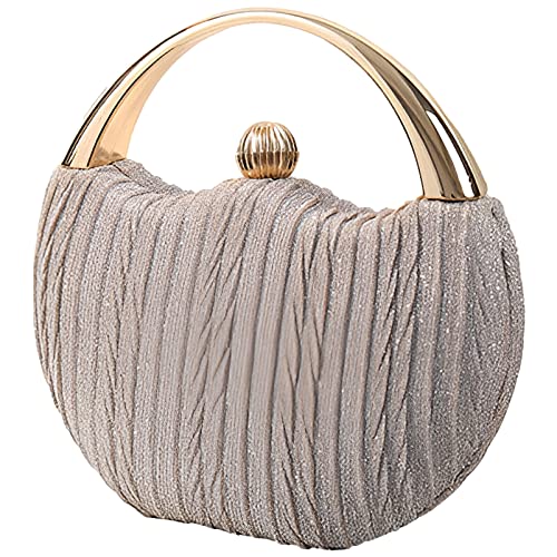 Anopo Damen Glitter Abendtasche Clutch Handtasche Elegant Umhängetasche Pailletten Schultertasche mit Kette Runde Börse Geldbörse für Hochzeit Bankett Ball Party Silber von Anopo