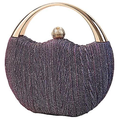 Anopo Damen Glitter Abendtasche Clutch Handtasche Elegant Umhängetasche Pailletten Schultertasche mit Kette Runde Börse Geldbörse für Hochzeit Bankett Ball Party Violett von Anopo