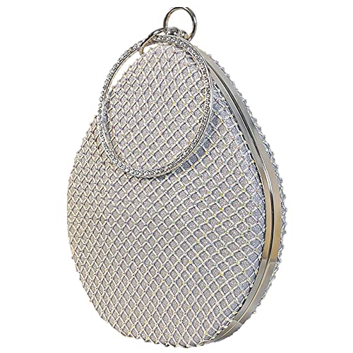 Anopo Damen Glitzer Abendtasche Tränenförmig Strass Clutch Geldbörse mit Kreis Henkel für Hochzeiten Party Proms Silber von Anopo